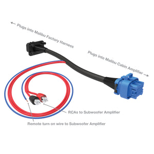 Malibu Boat Factory Cabin T Harness with Subwoofer Pass Through (fits Malibu, Axis and Yamaha boats)